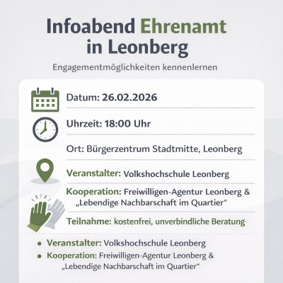 Informationsabend zum Ehrenamt im Bürgerzentrum Leonberg
